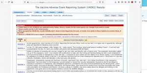 Scopri di più sull'articolo 7,702 Side effects and deaths reported for Covid shots, december 2020 only US – Screenshot from VAERS Vaccine Adverse Event Reporting System